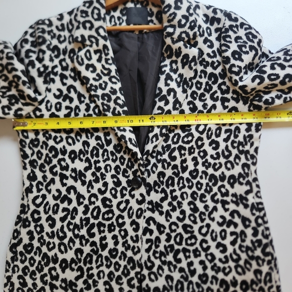 Maison Cinqcent 500 Jacket Leopard Print Winter Coat Black White Womens Medium - Picture 10 of 12